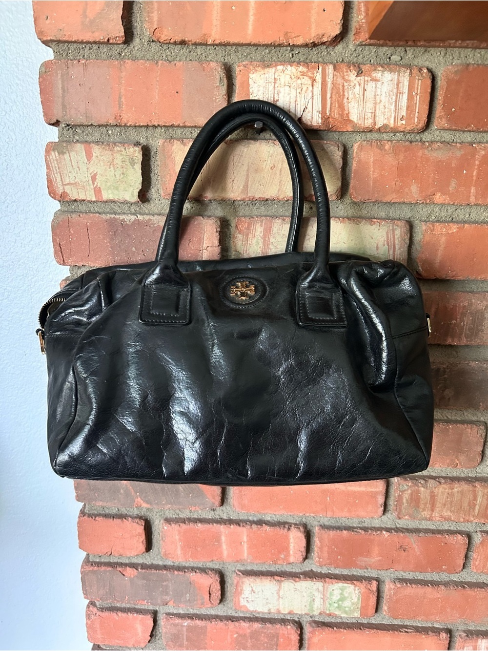 Tory Burch City Leather Satchel in Black